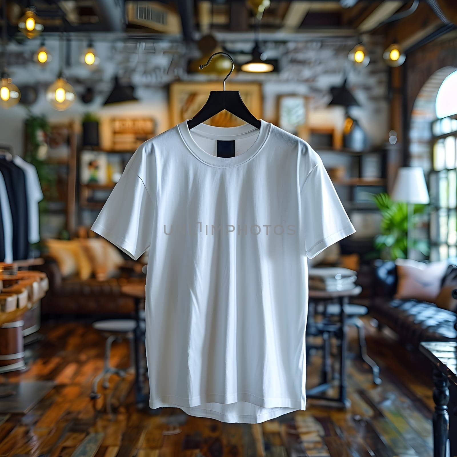 A Jersey white sleeve tshirt is hanging in a room, adding a touch of fashion design. It could be worn as part of a uniform or for a formal event