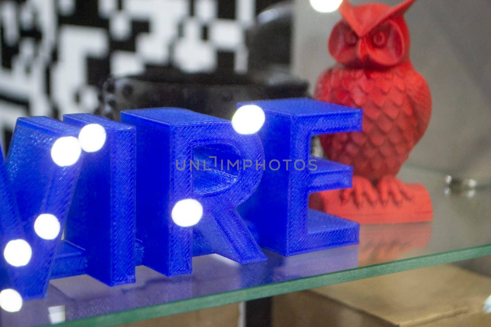 Abstract art object letters printed 3D printer Colored blue creative model by Mari1408