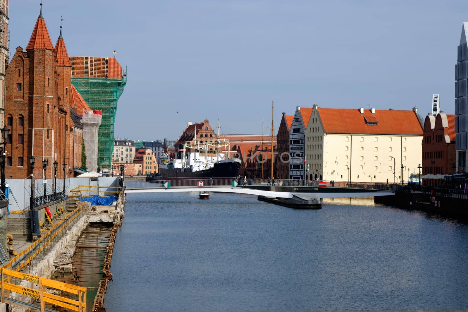 Gdansk, Poland view from the bridge to the river