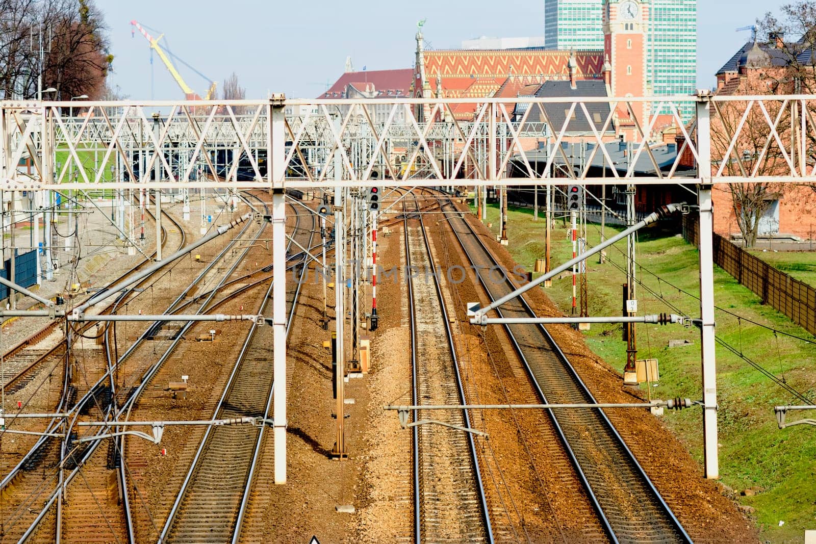 Railway tracks view from the bridge