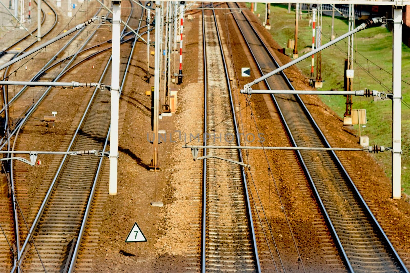 Fragment of railway tracks, view from the top