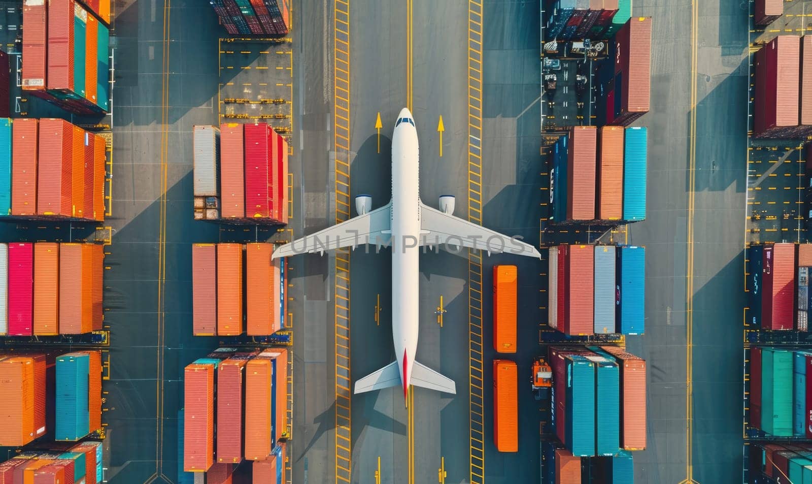 Global business, logistics and transportation, import, export, goods, container ship at international port. by AI generated image by wichayada