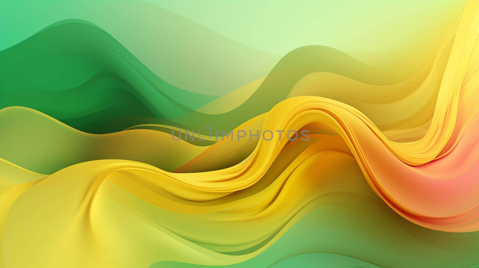 3d render of abstract background with wavy lines in yellow colors , Generate AI