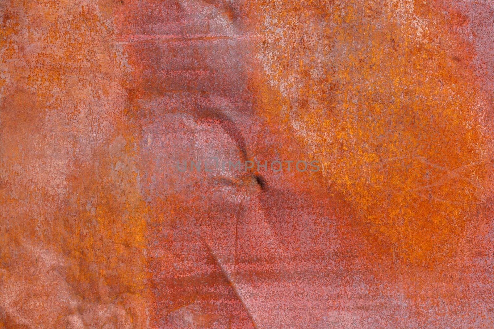 rusty red crumpled flat sheet metal surface full-frame background and texture by z1b