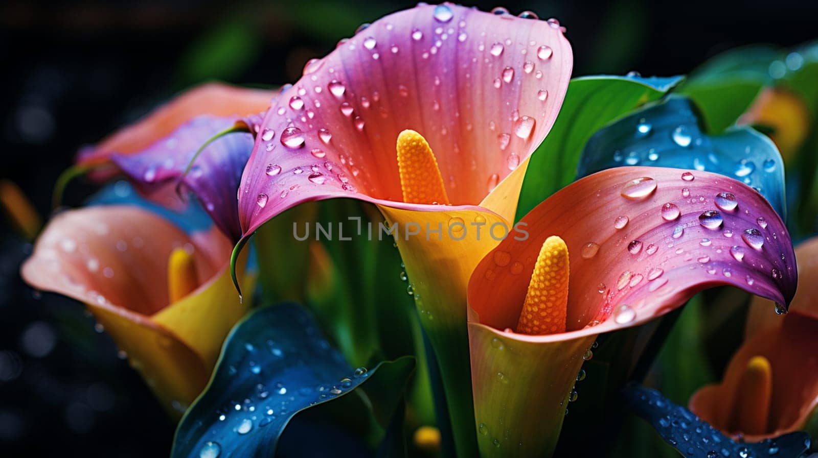 Beautiful calla lily flower in the garden at sunset. Generate AI