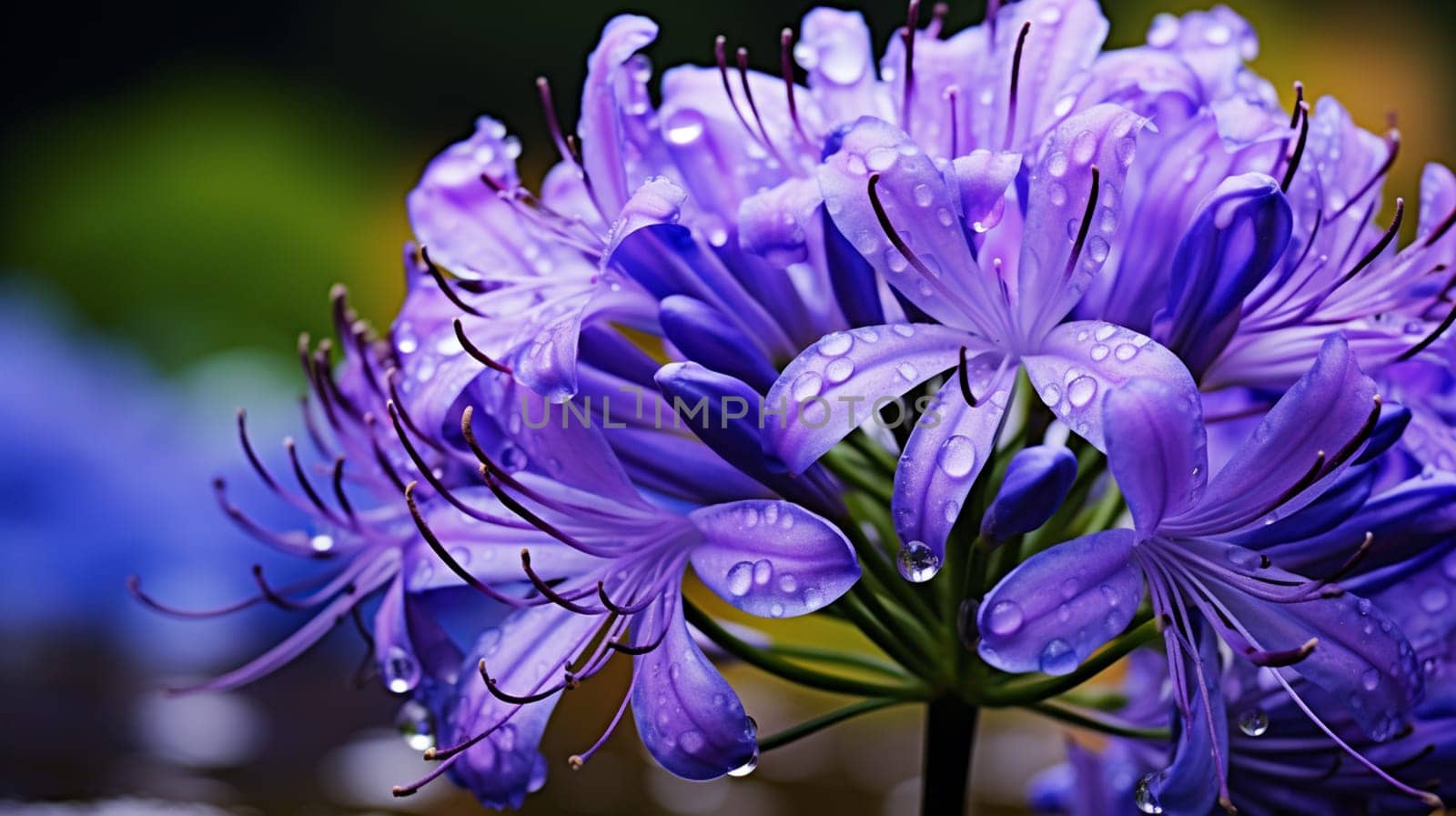 Agapanthus africanus flower in the garden with sunlight. Generate AI by Mrsongrphc