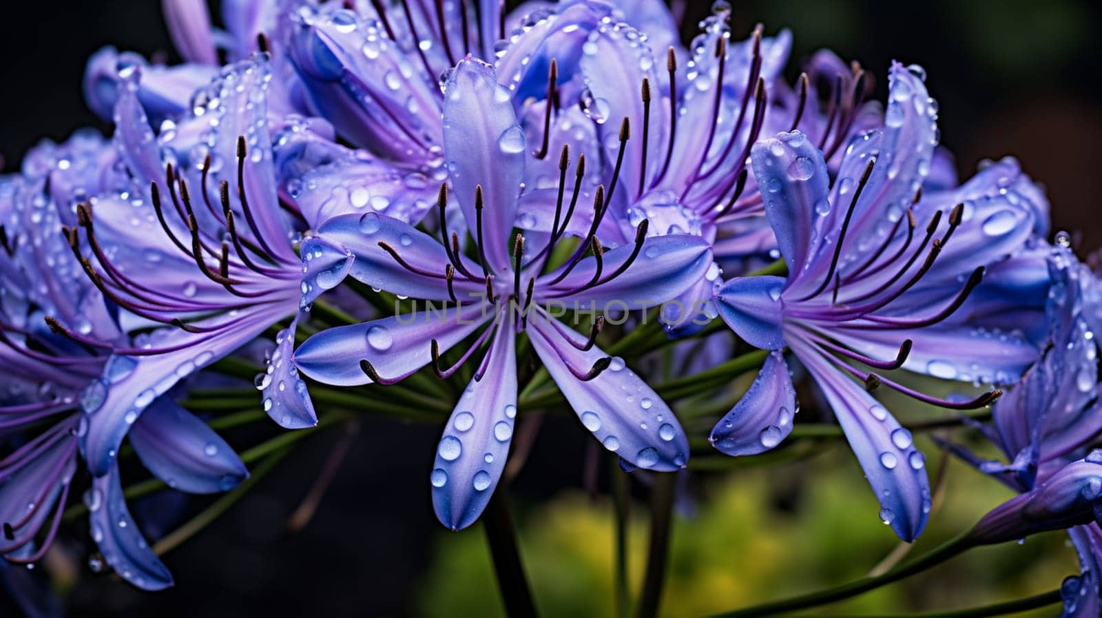 Agapanthus africanus flower in the garden with sunlight. Generate AI by Mrsongrphc