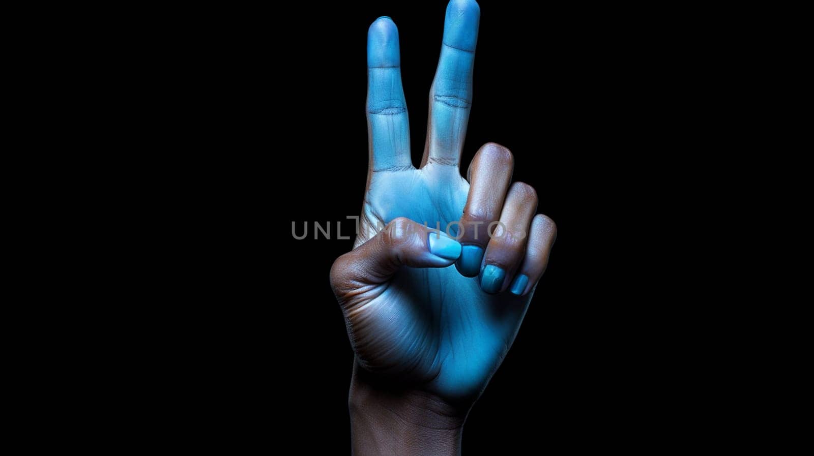 Hand in white glove shows the index finger up. 3D rendering , generate Ai by Mrsongrphc