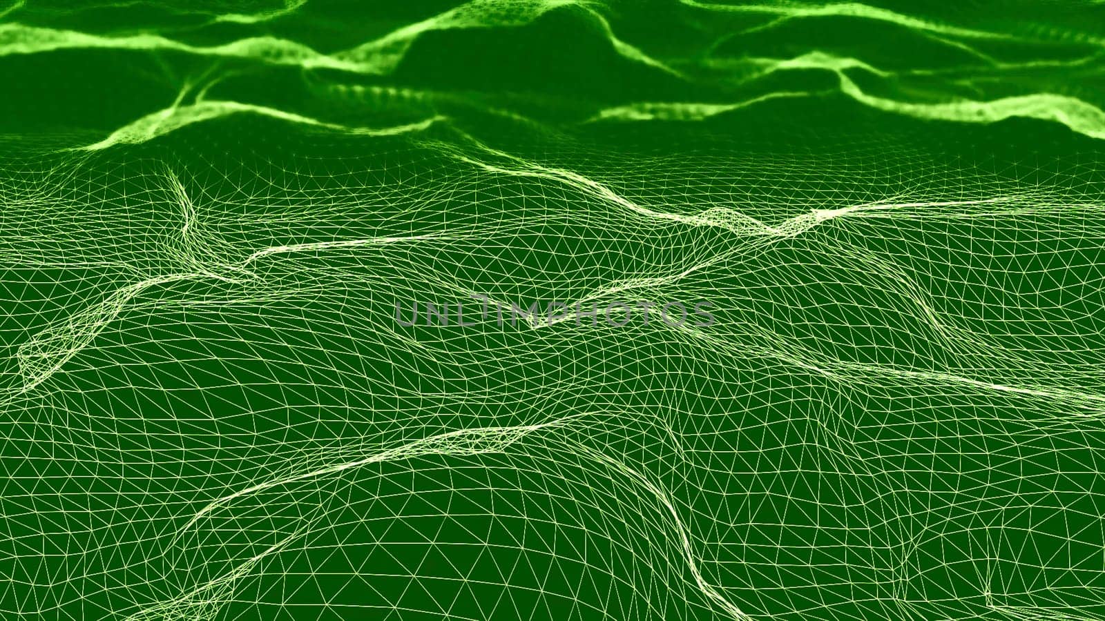 Futuristic 3D plexus bright waving terrain. Animation. Abstract technology background with network connection structure