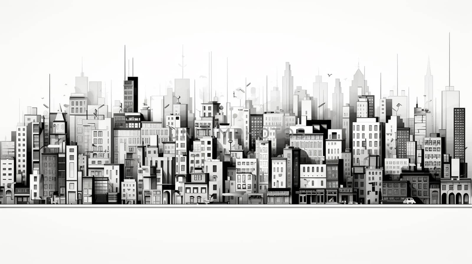 Silhouette of a modern city. Cityscape. Vector illustration. Generate AI