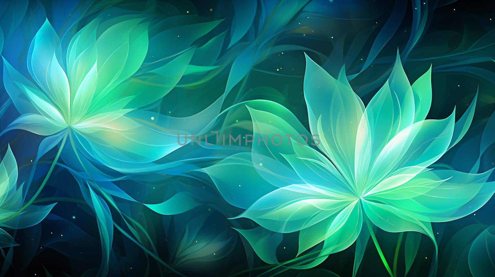 abstract background with blue and green petals on a light background , Generate AI by Mrsongrphc