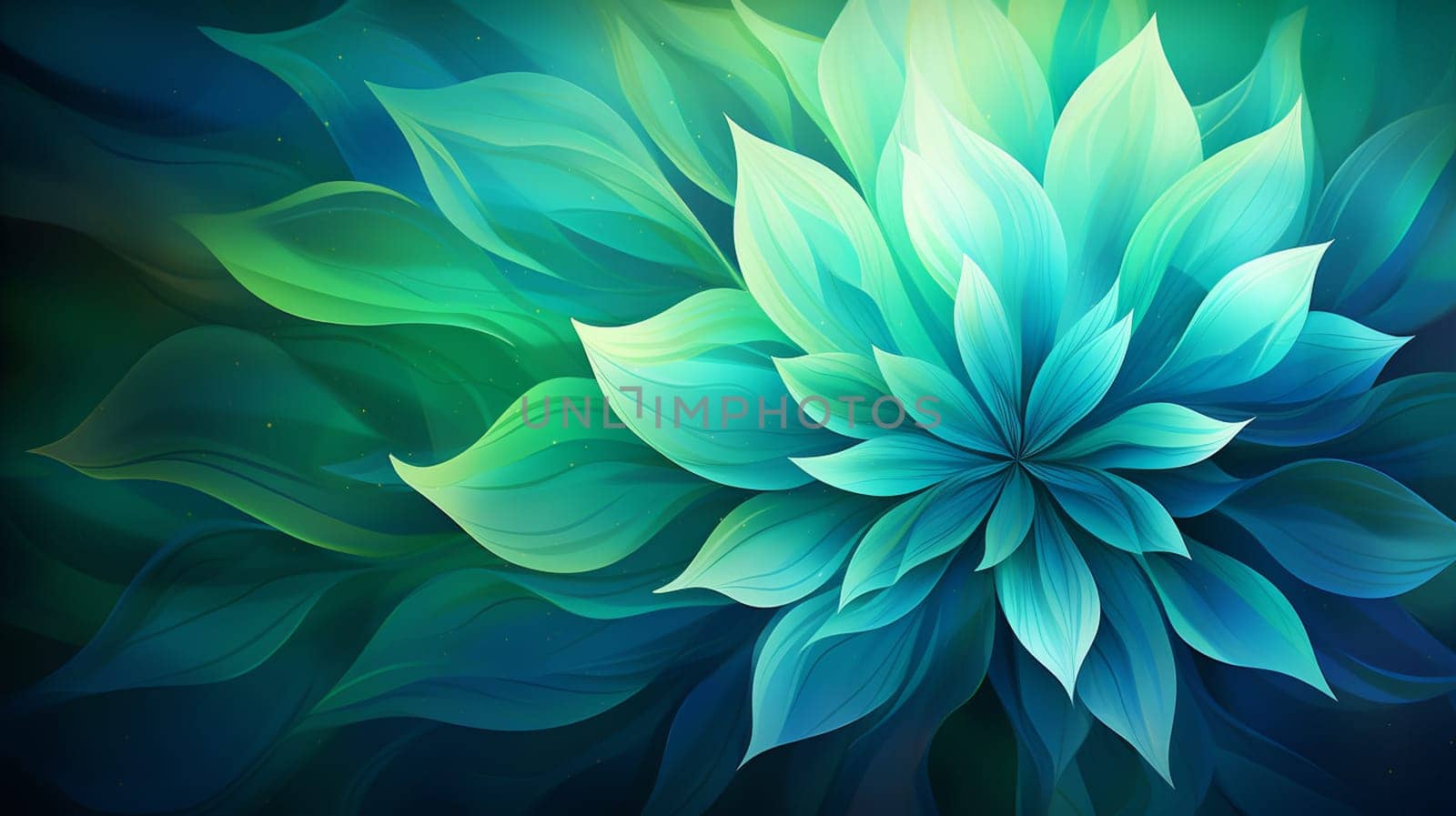 abstract background with blue and green petals on a light background , Generate AI by Mrsongrphc