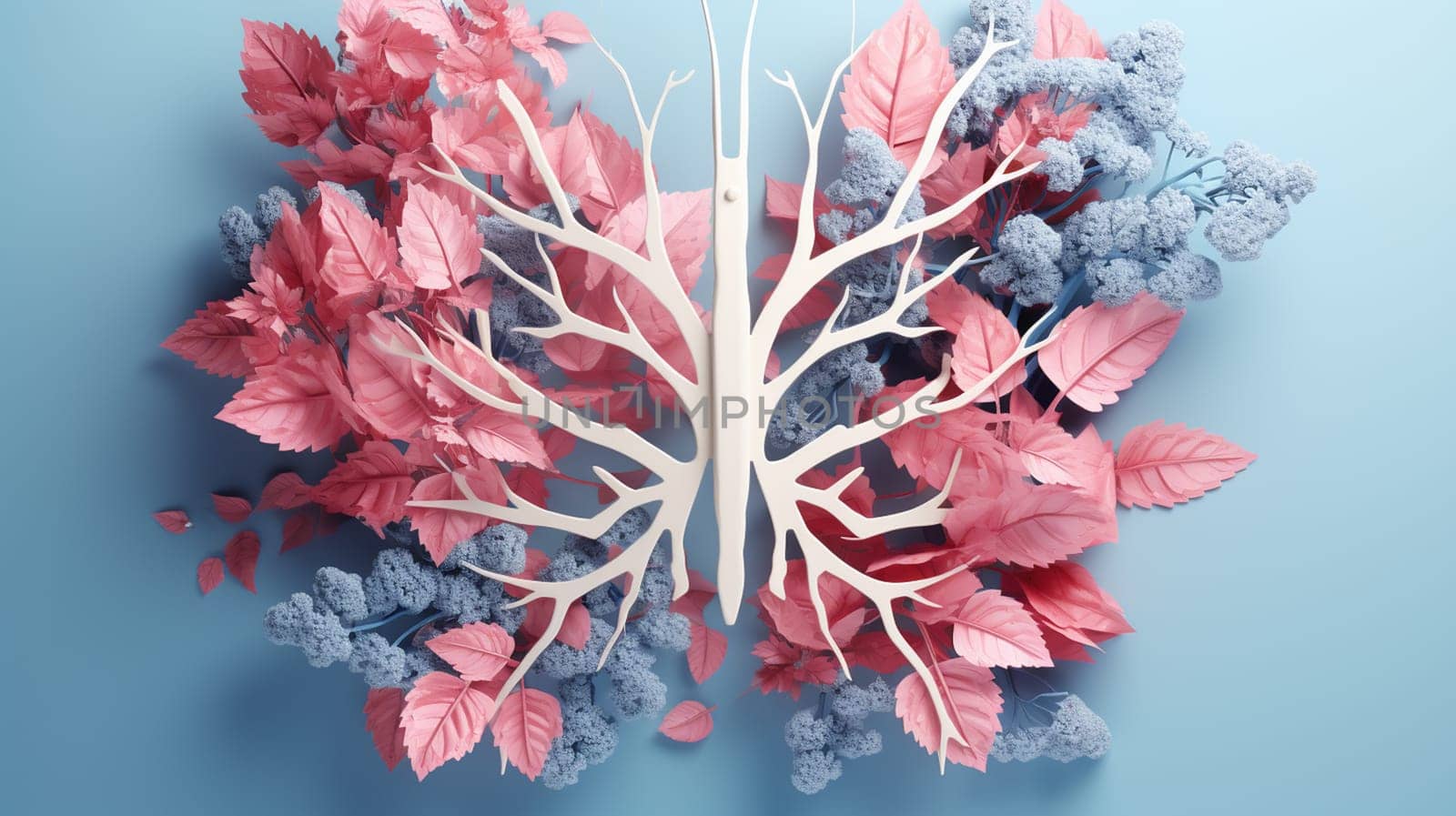 Human heart made of various plants and flowers. 3d illustration. Generate AI