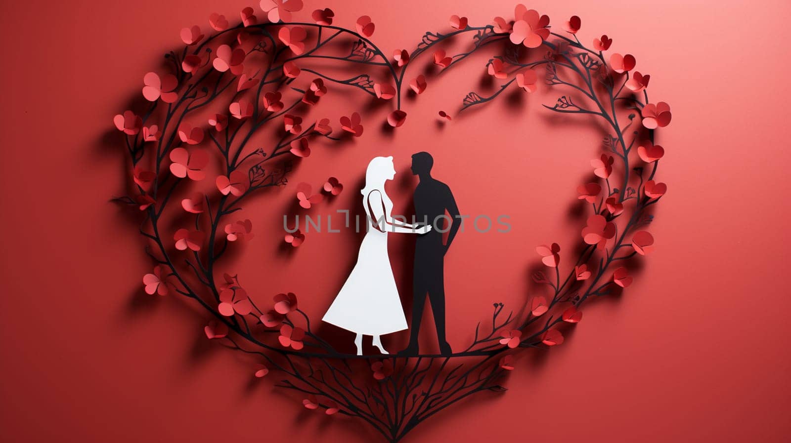 Valentine's day background with couple in love. 3d rendering , generate AI