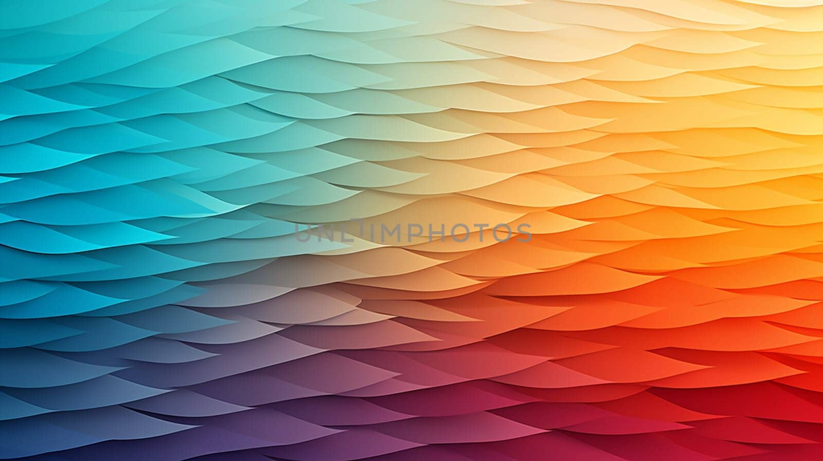 3d rendering of abstract background with wavy lines in orange and blue colors , generate AI by Mrsongrphc