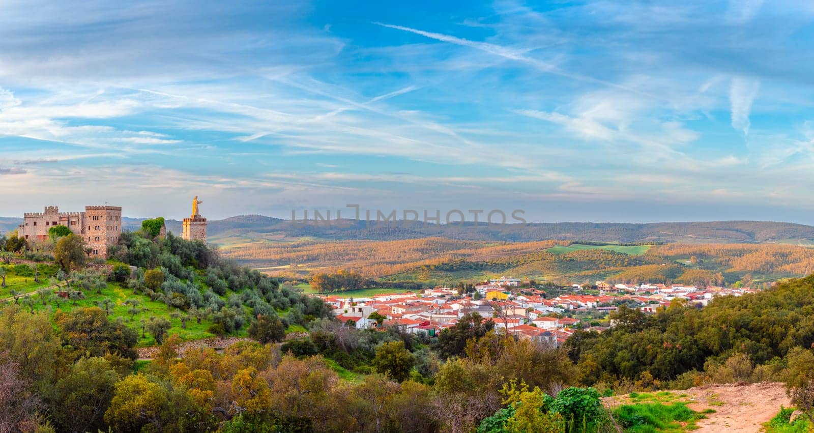 Panoramic view Beltraneja Castle and the Serene Codosera Village