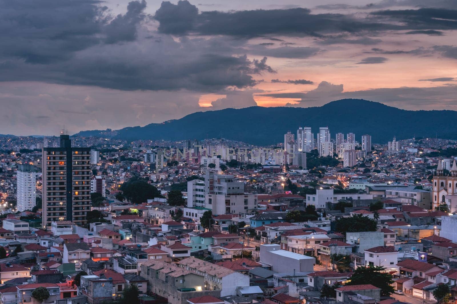 Arial view from the North area of the city São Paulo, Brazil at night.