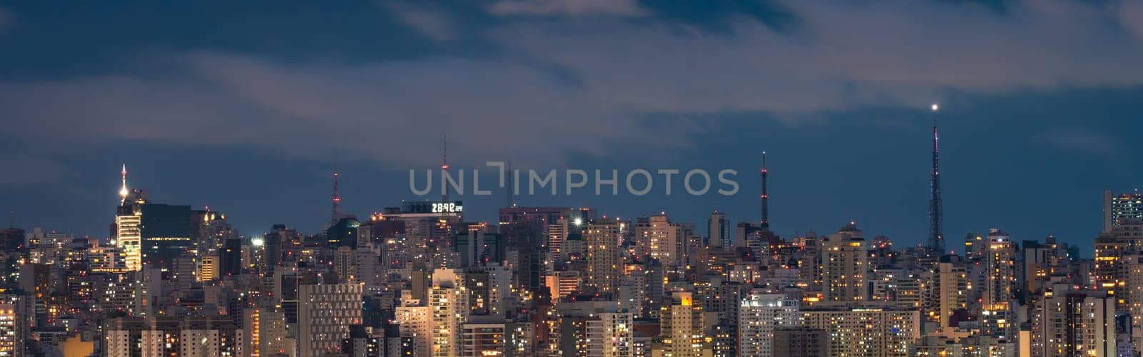 Skyline of the Center of São Paulo, Brazil at night.