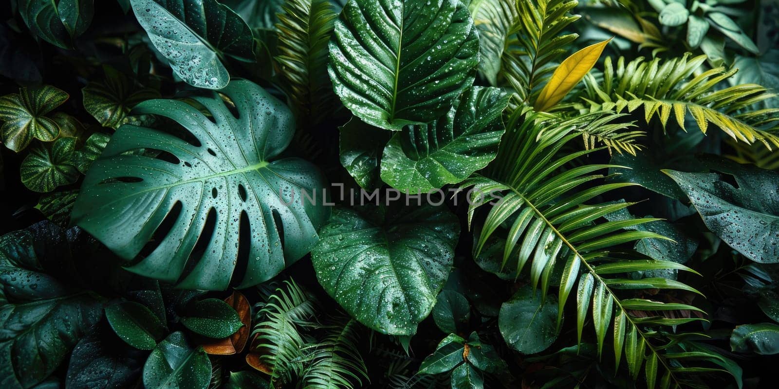 The picture of nature that focused to the green leaf from tree in the forrest that stay on ground and got illuminated with bright light of a sunlight in the summer or spring time of the year. AIGX03.