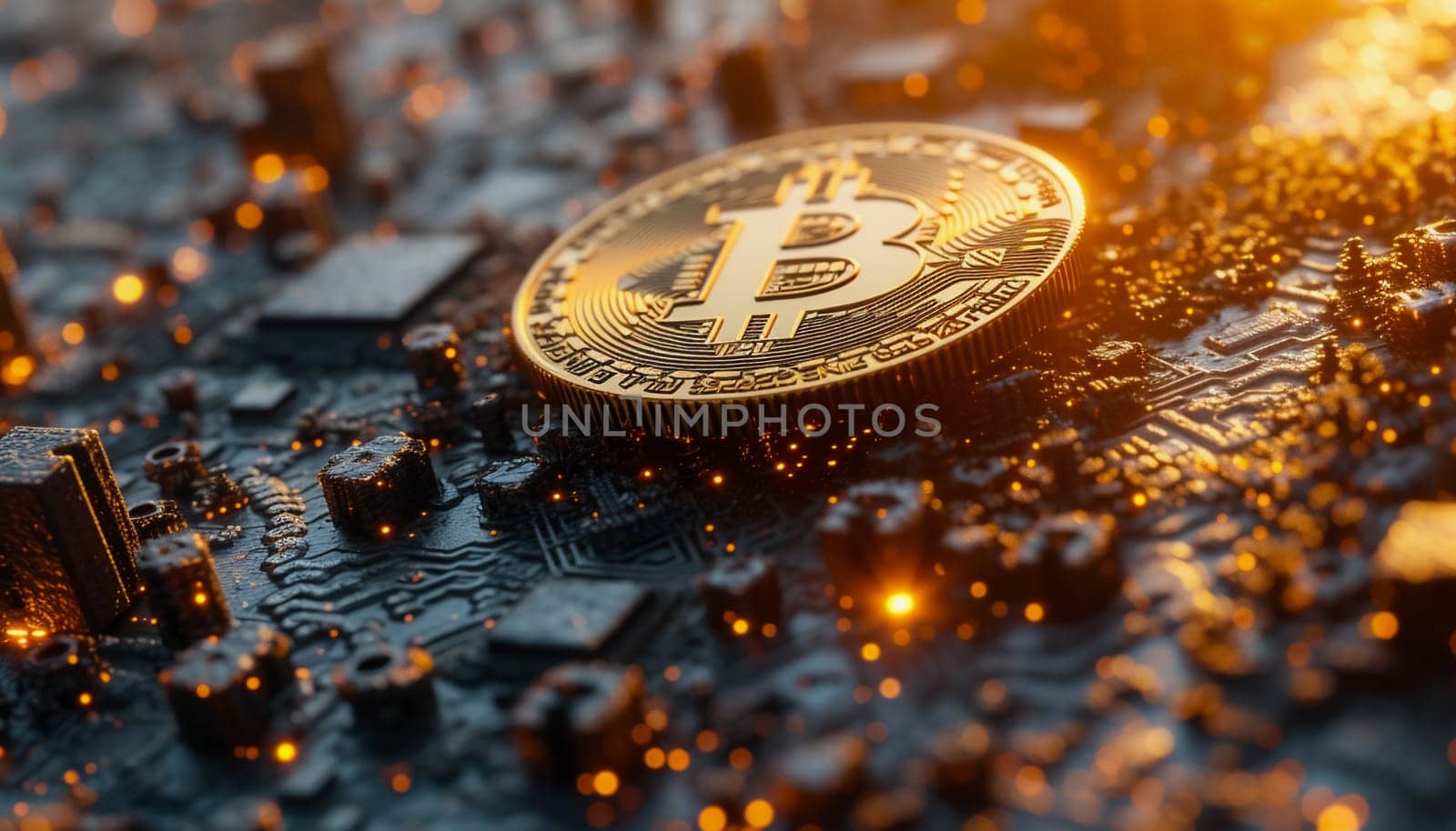 Bitcoin, close-up of a cryptocurrency coin. High quality photo