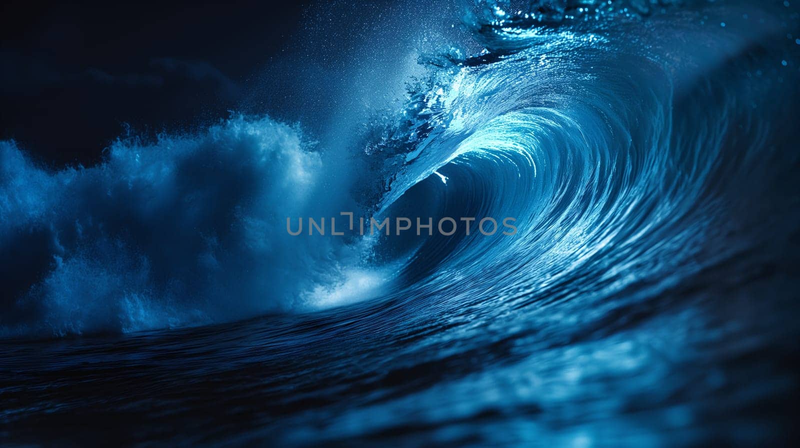 Majestic Midnight Wave Cresting in the Ocean by chrisroll