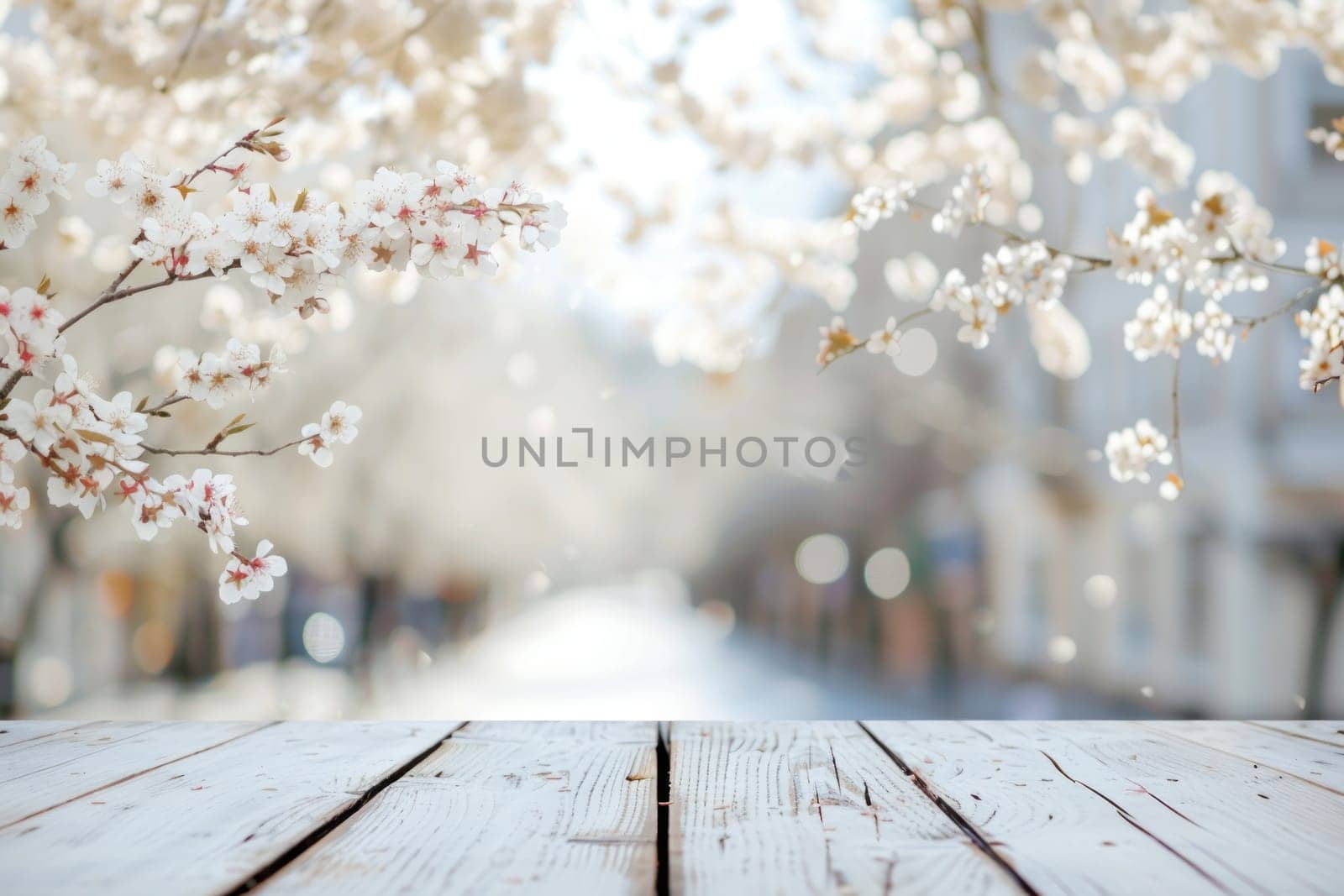Wood table soft spring background. by golfmerrymaker