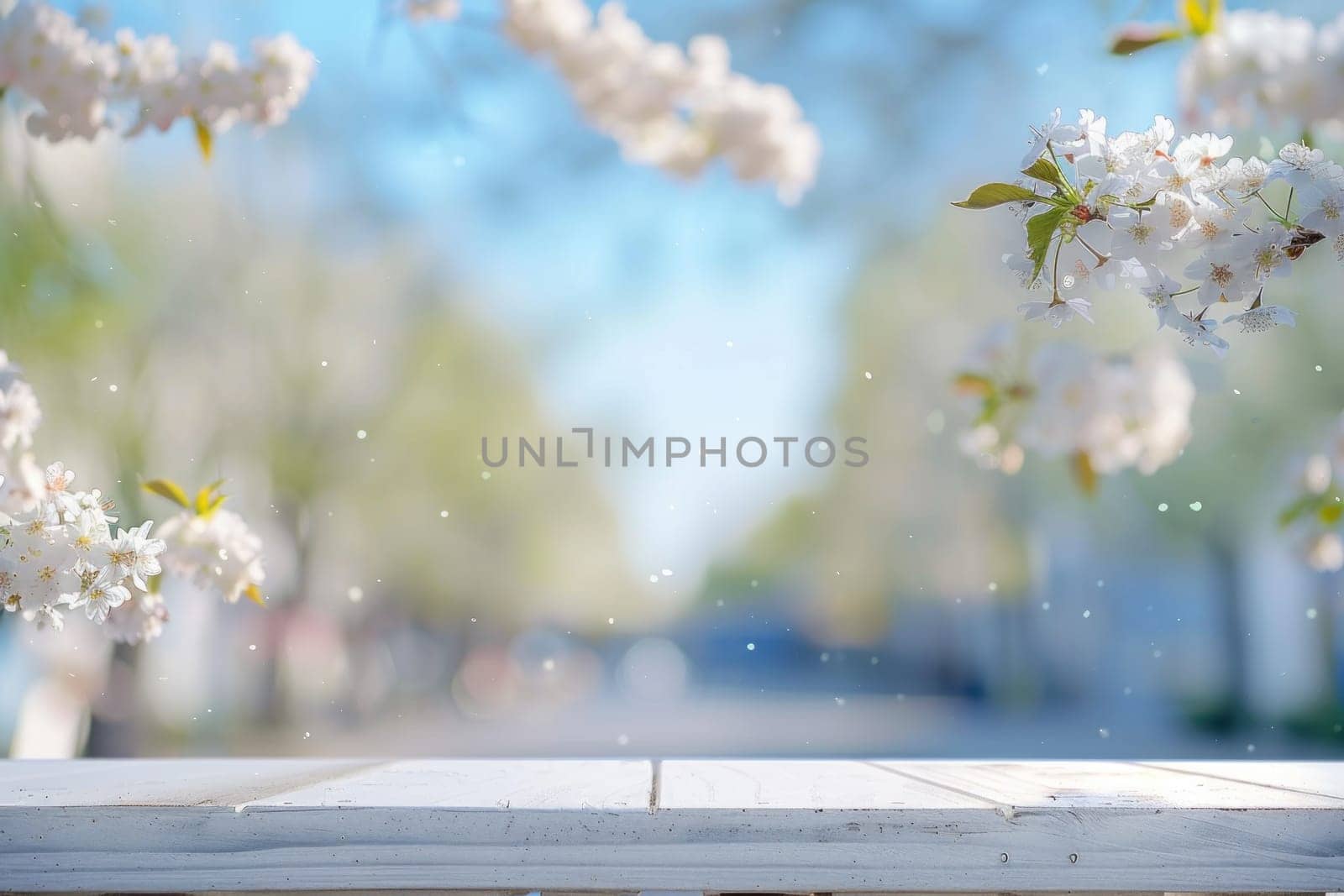 Wood table soft spring background. by golfmerrymaker