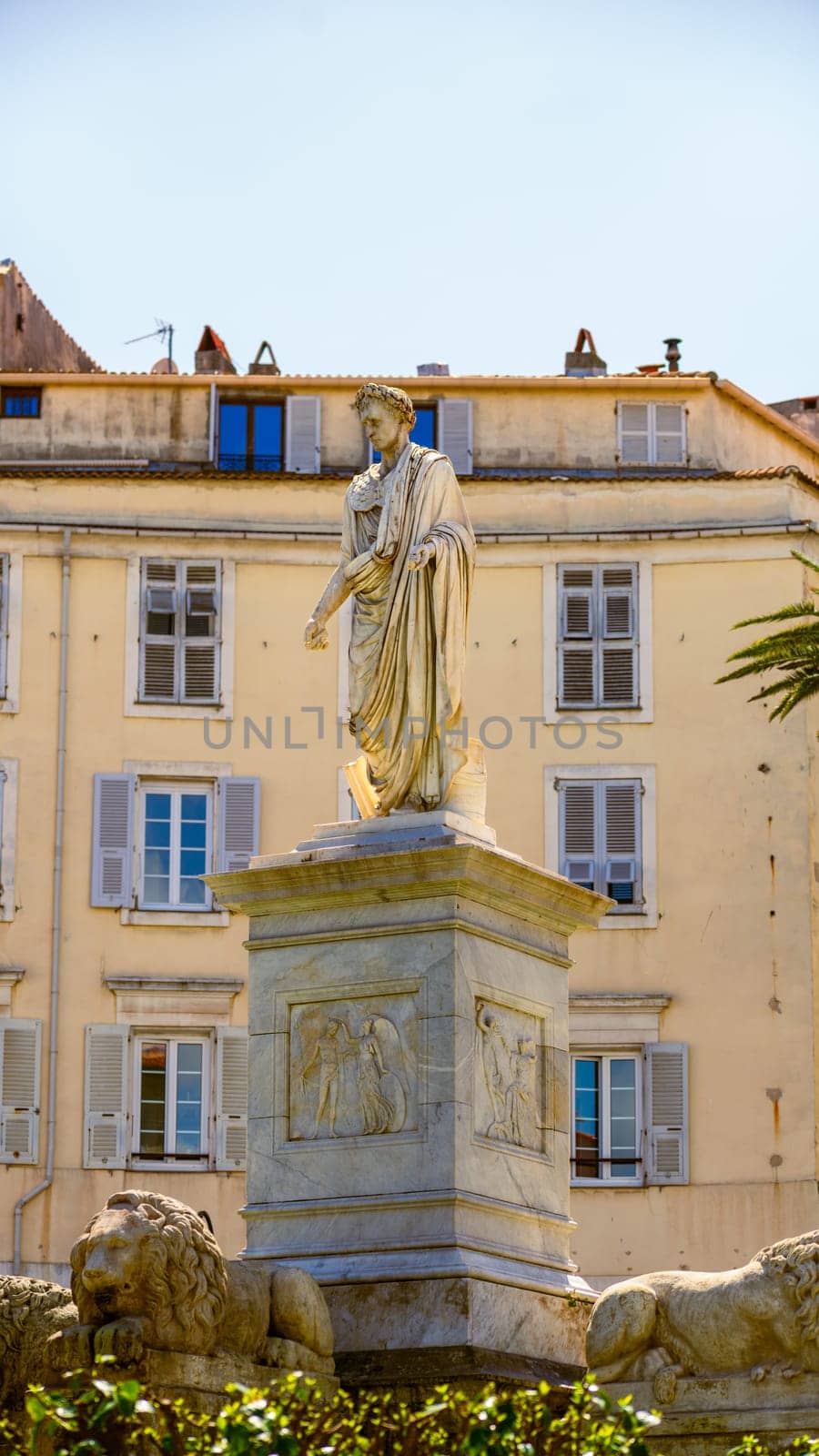 Foch Square and Bonaparte statue in Ajaccio, Corsica, France