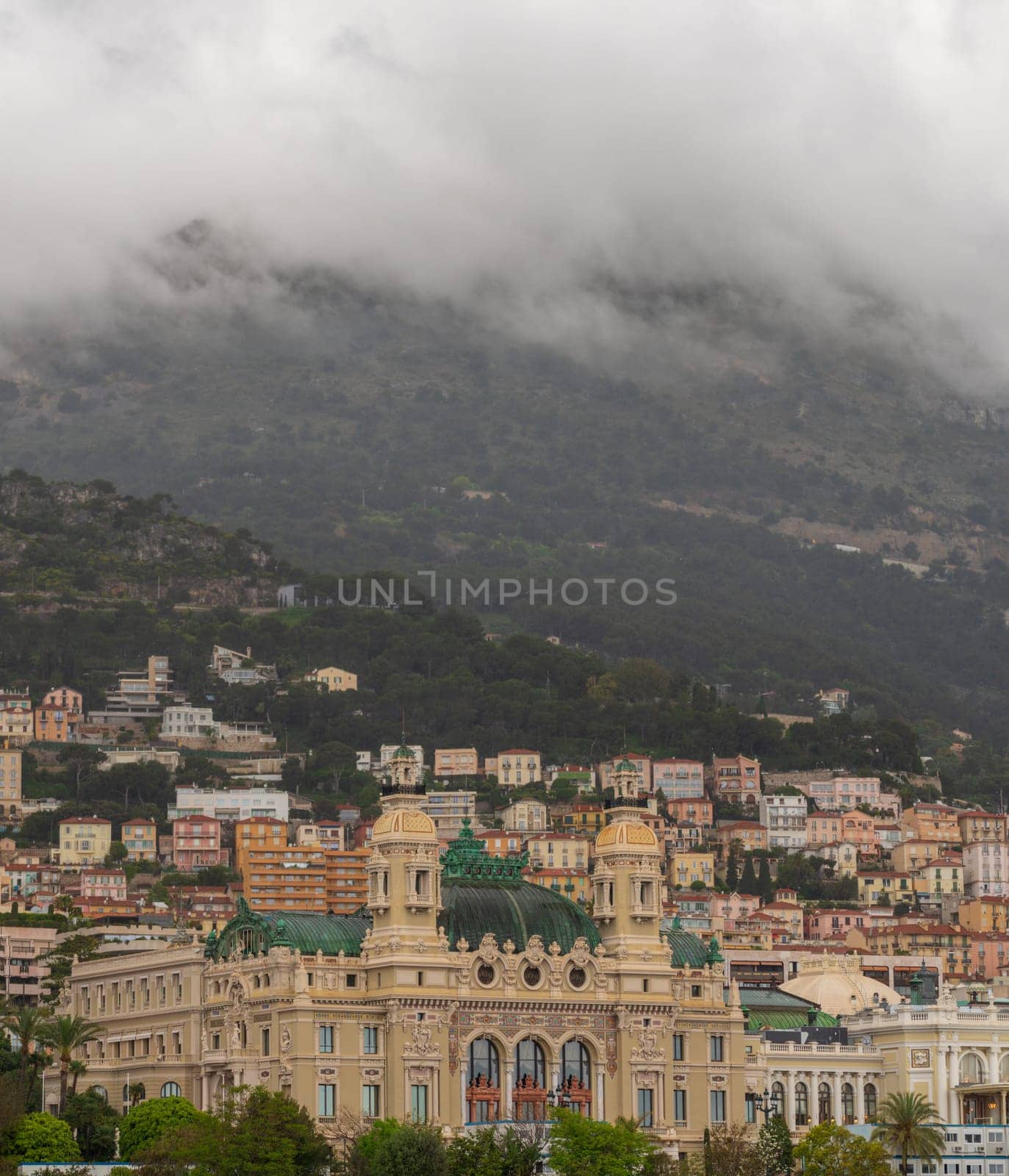 Panoramic view of Monte Carlo marina and cityscape by vladispas