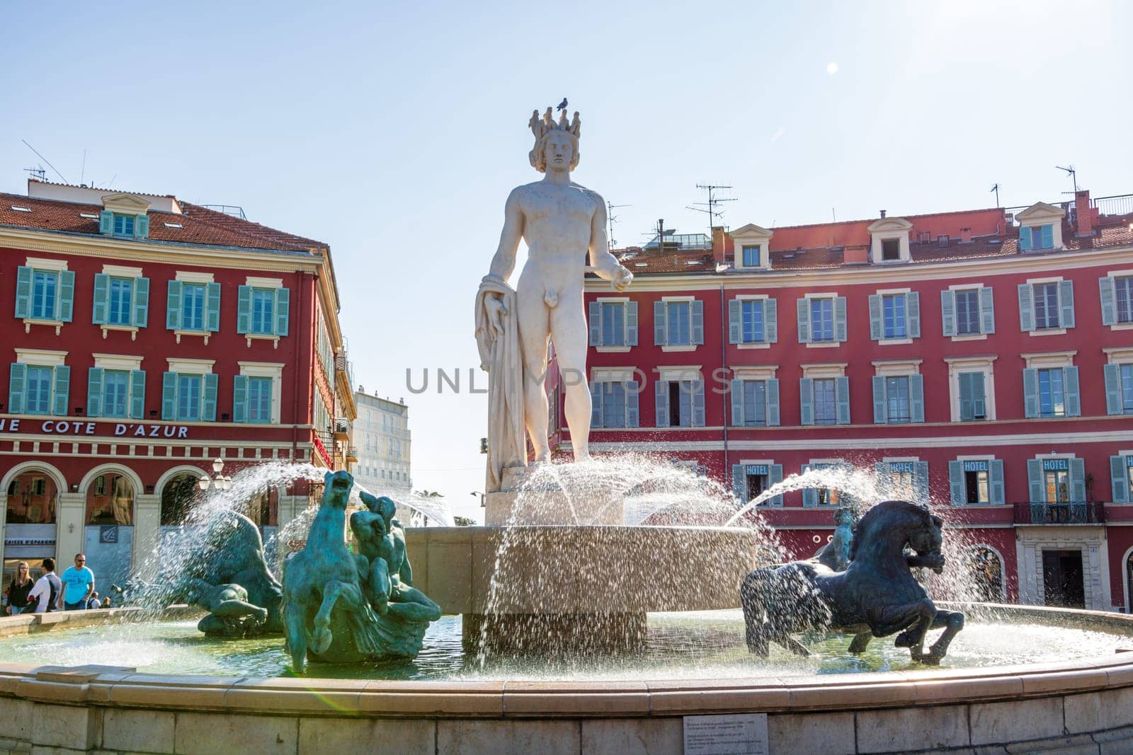 Fountain Soleil on Place Massena in Nice by vladispas