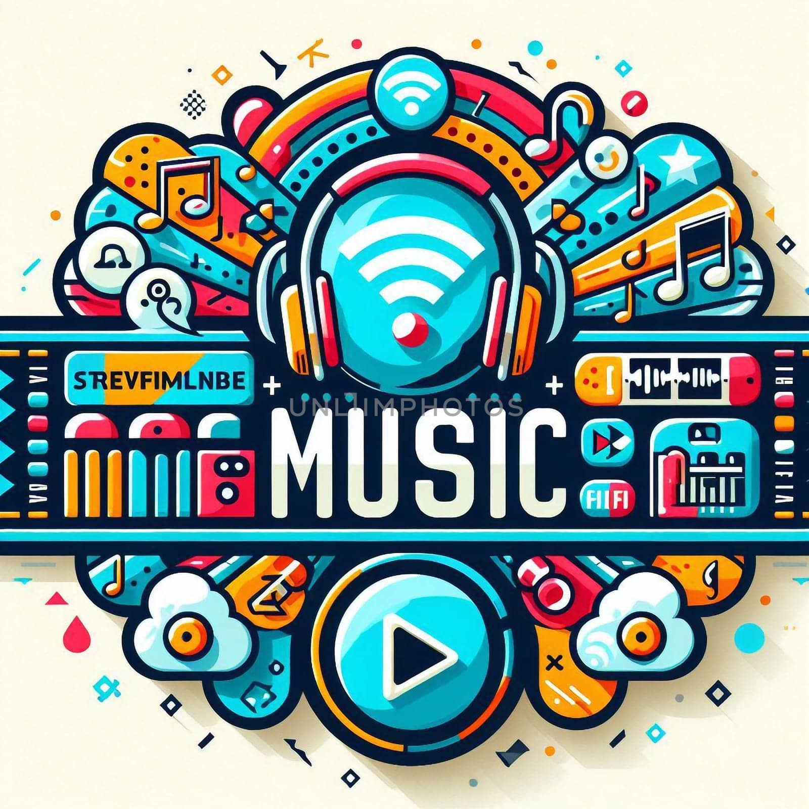 Listen to music and podcasts online logo by architectphd