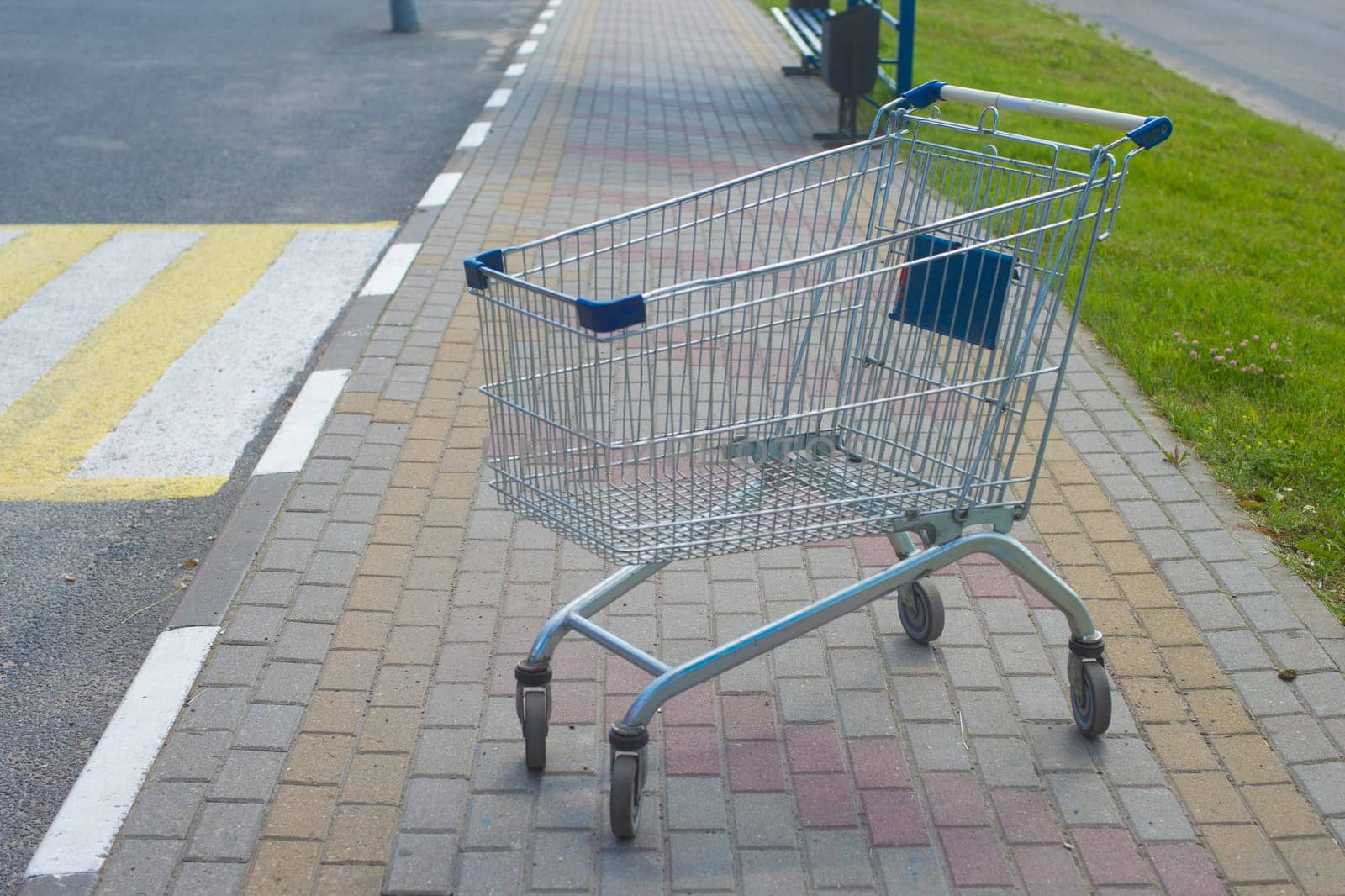 Minimalism style, Shopping cart trolley near the supermarket. - image