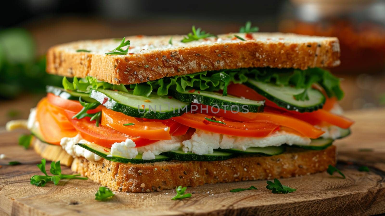 Fresh and healthy Vegetarian sandwich ready to eat.