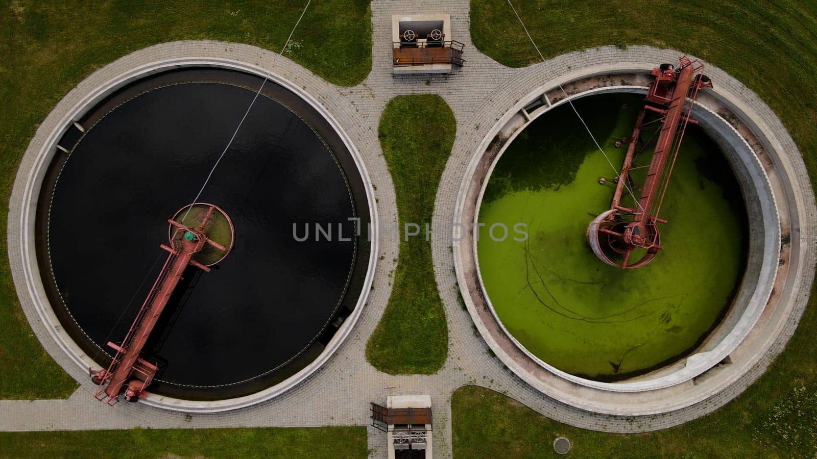 Aerial view of water purification facilities. by Skywayua