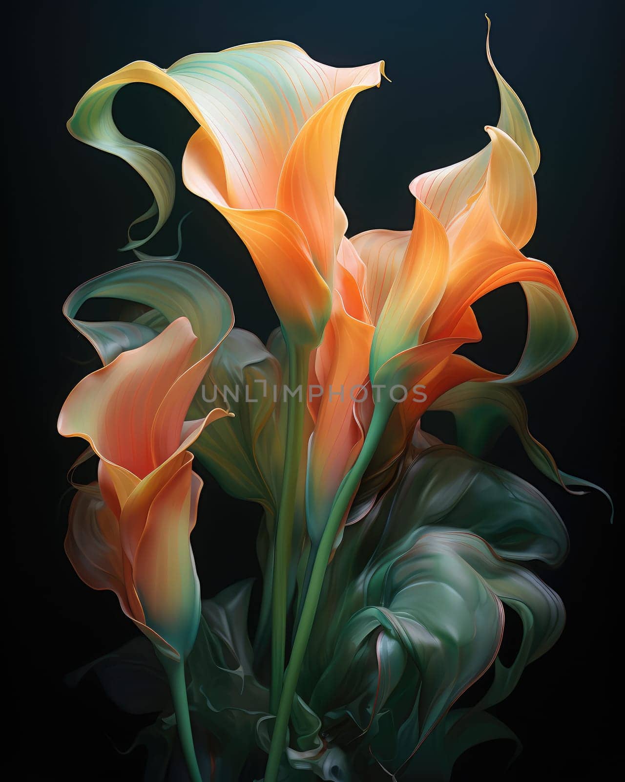 Bouquet of Calla lily over black background by palinchak