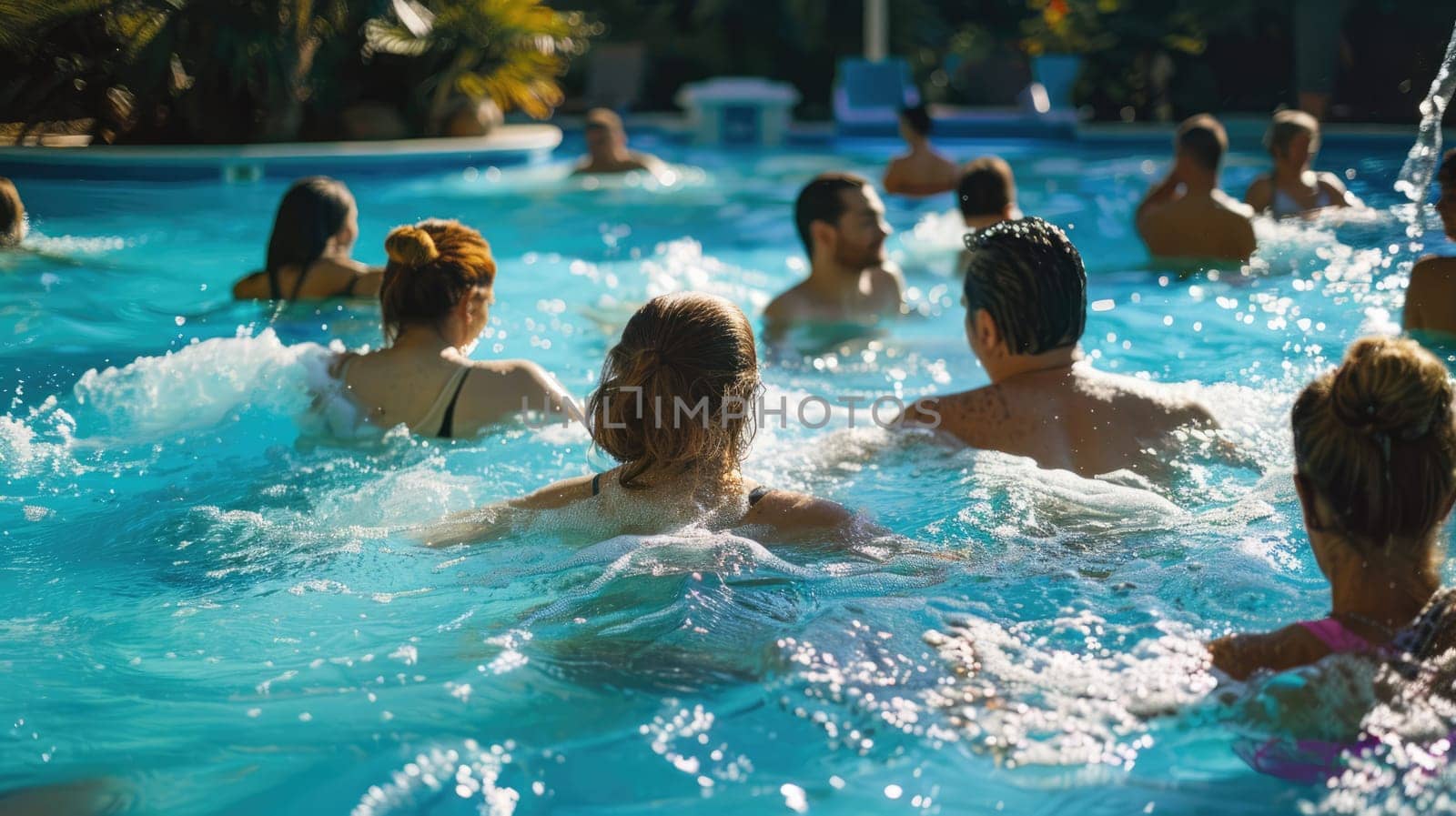 People cool off with water treatments in the pool by natali_brill