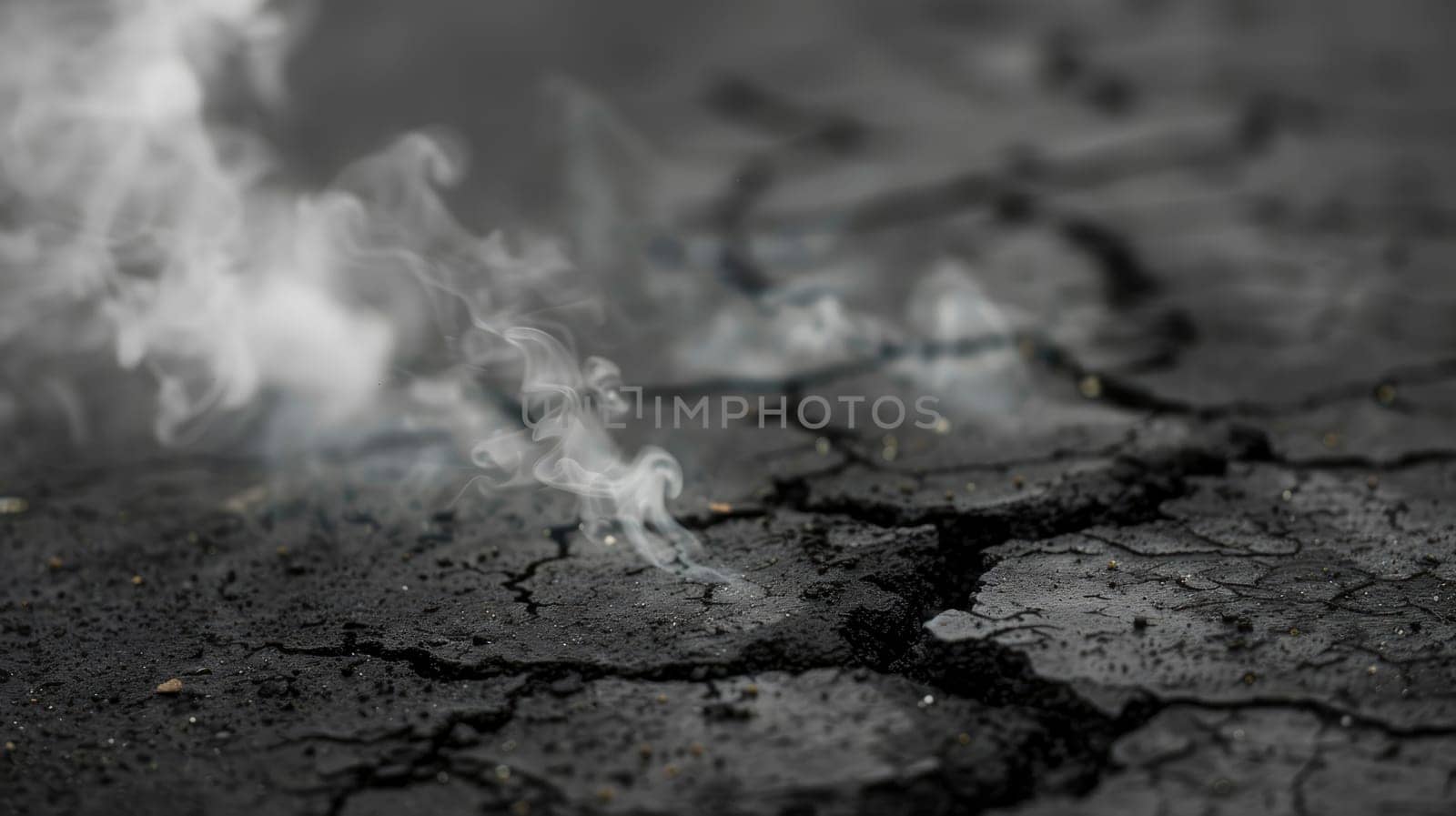 Asphalt smokes from high temperature and heat AI