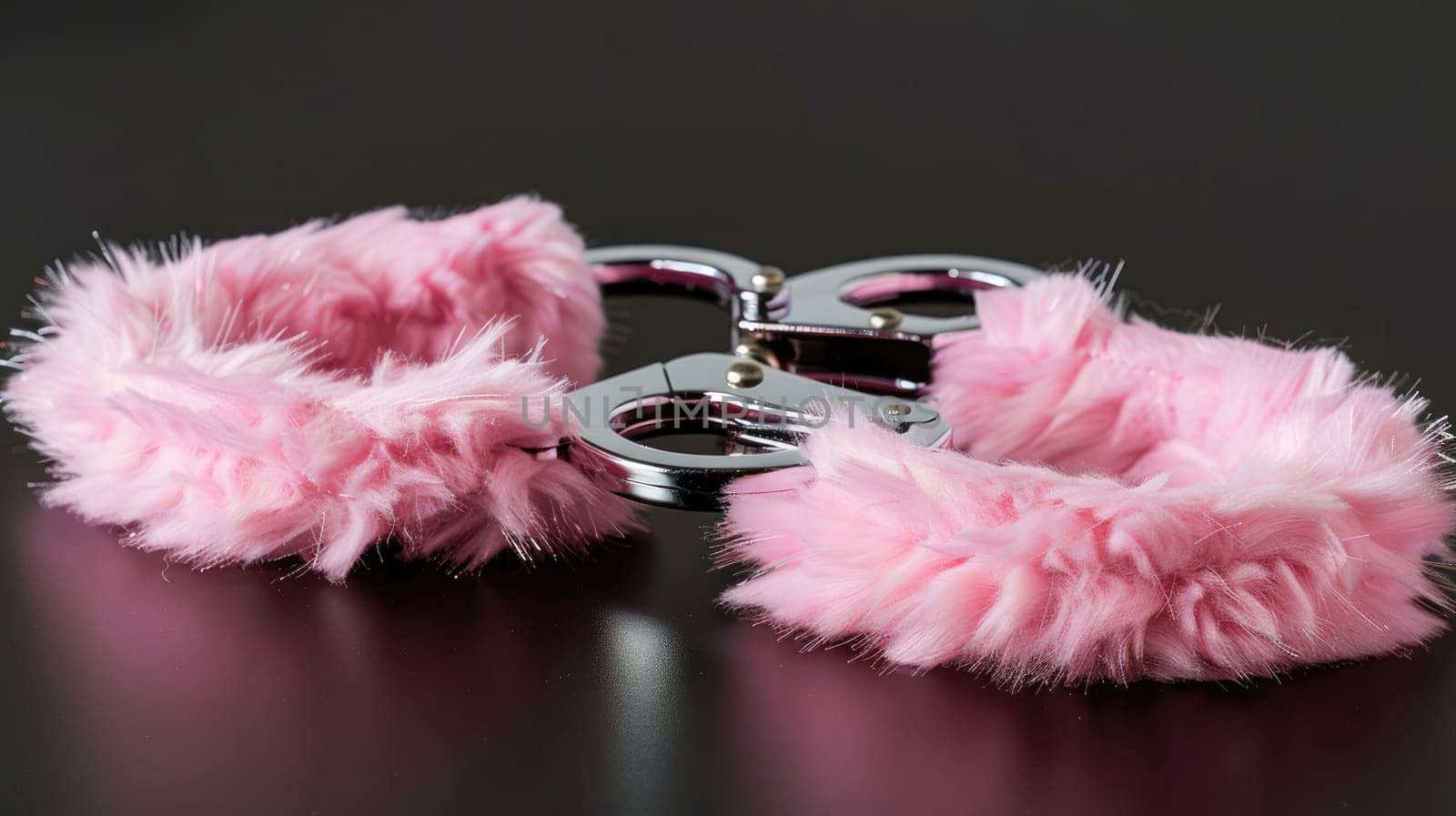 Pink sexy fluffy handcuffs. Accessory for love games AI