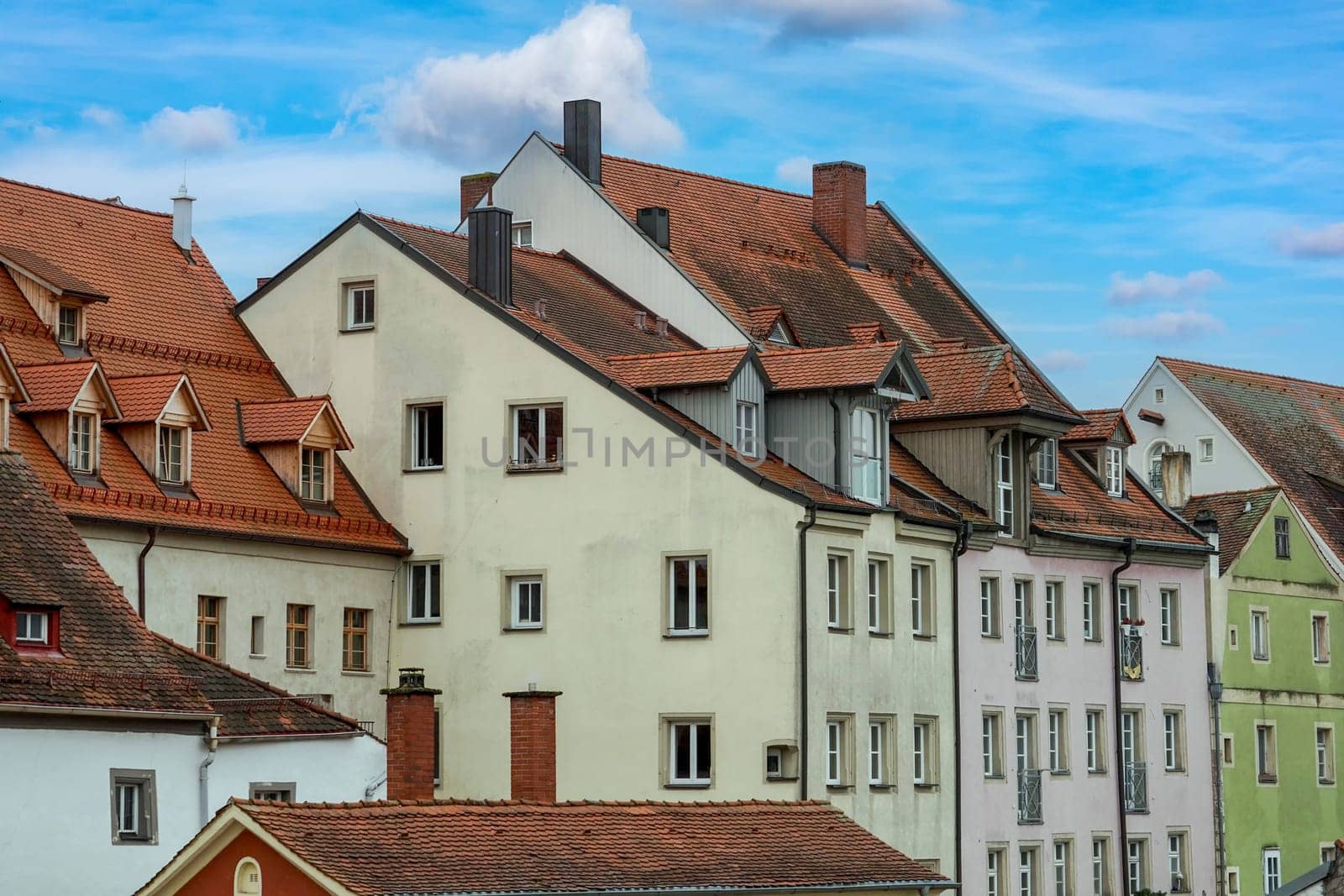 Buildings in the Old Town of Regensburg - Bavaria. UNESCO world heritage site in Germany.