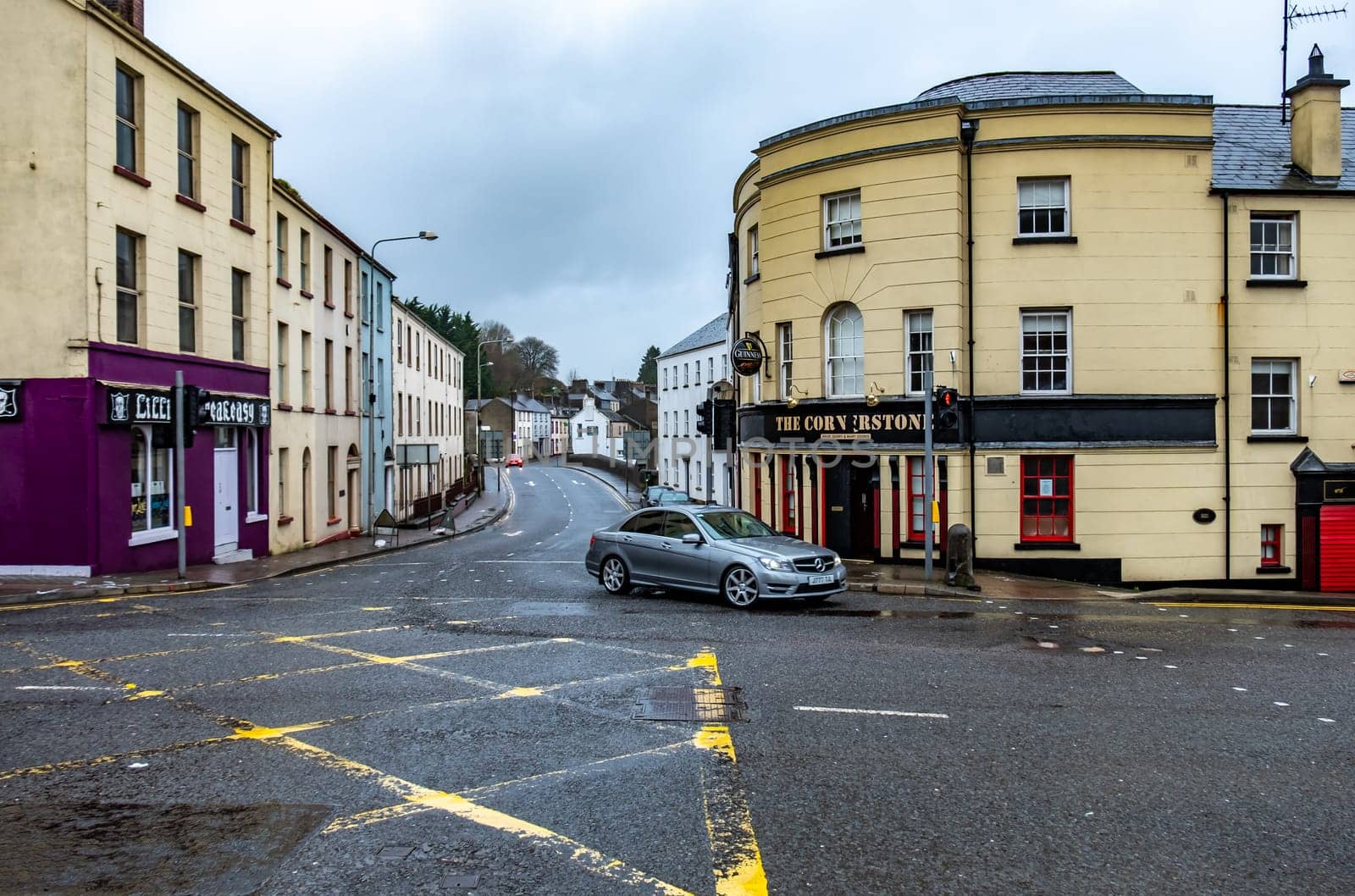 ENNISKILLEN, ULSTER, NORTHERN IRELAND - MARCH 03 2019 : The city is busy a couple of days before the Brexit.