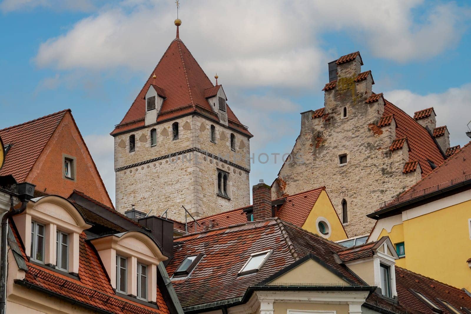 Buildings in the Old Town of Regensburg - Bavaria. UNESCO world heritage site in Germany.