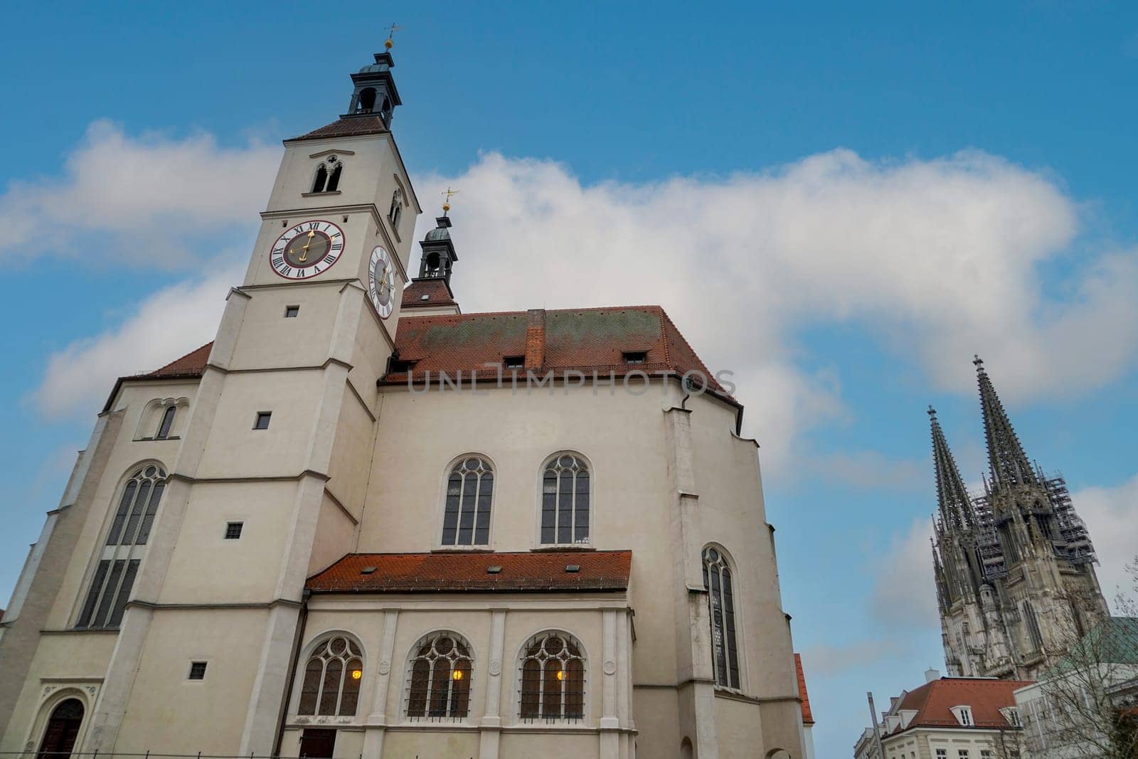 Buildings in the Old Town of Regensburg - Bavaria. UNESCO world heritage site in Germany.