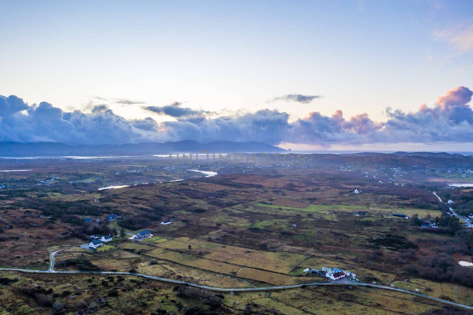 Aerial view of the Clooney, Narin and Portnoo, County Donegal . Ireland.