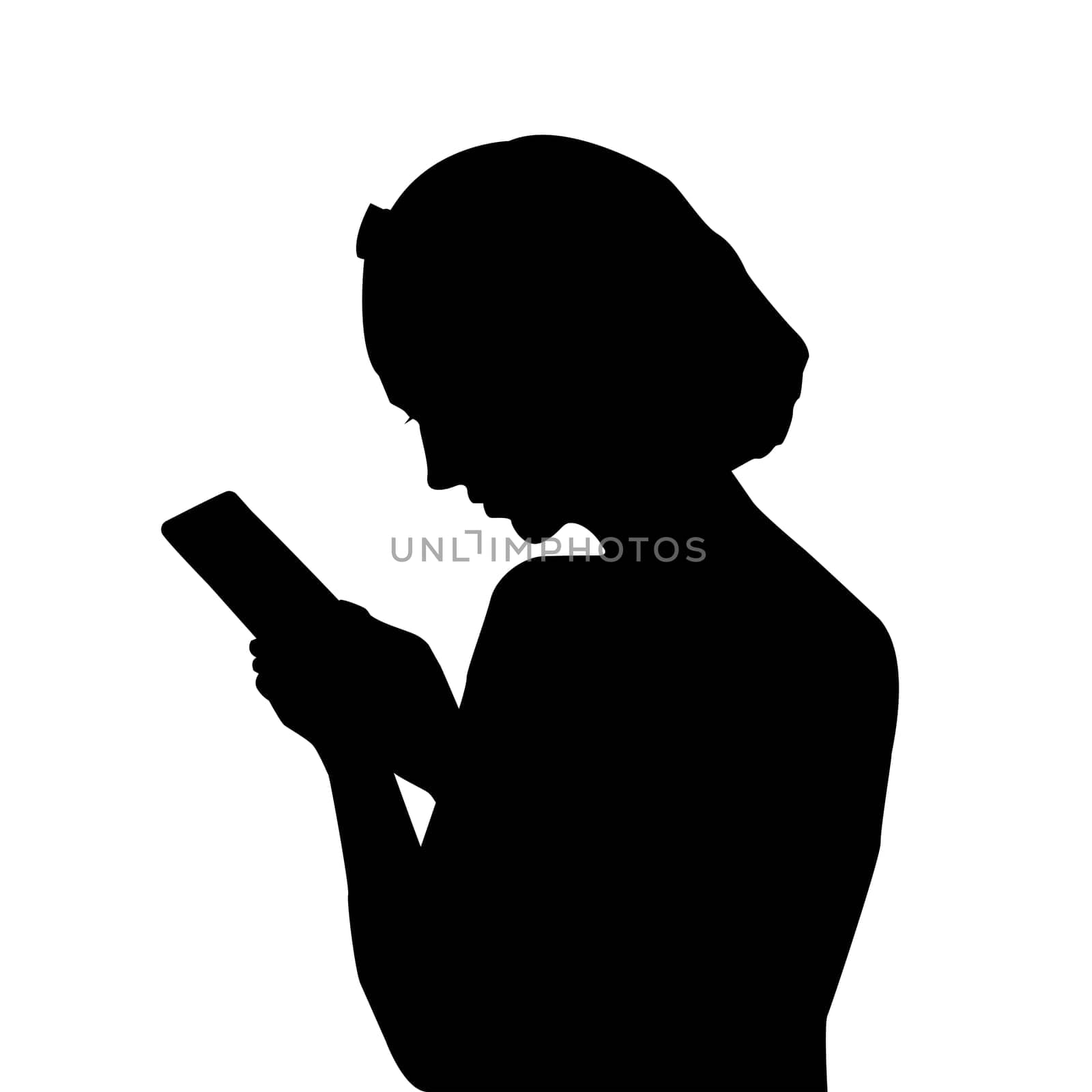 Silhouette of a girl looking into a mobile phone by hibrida13