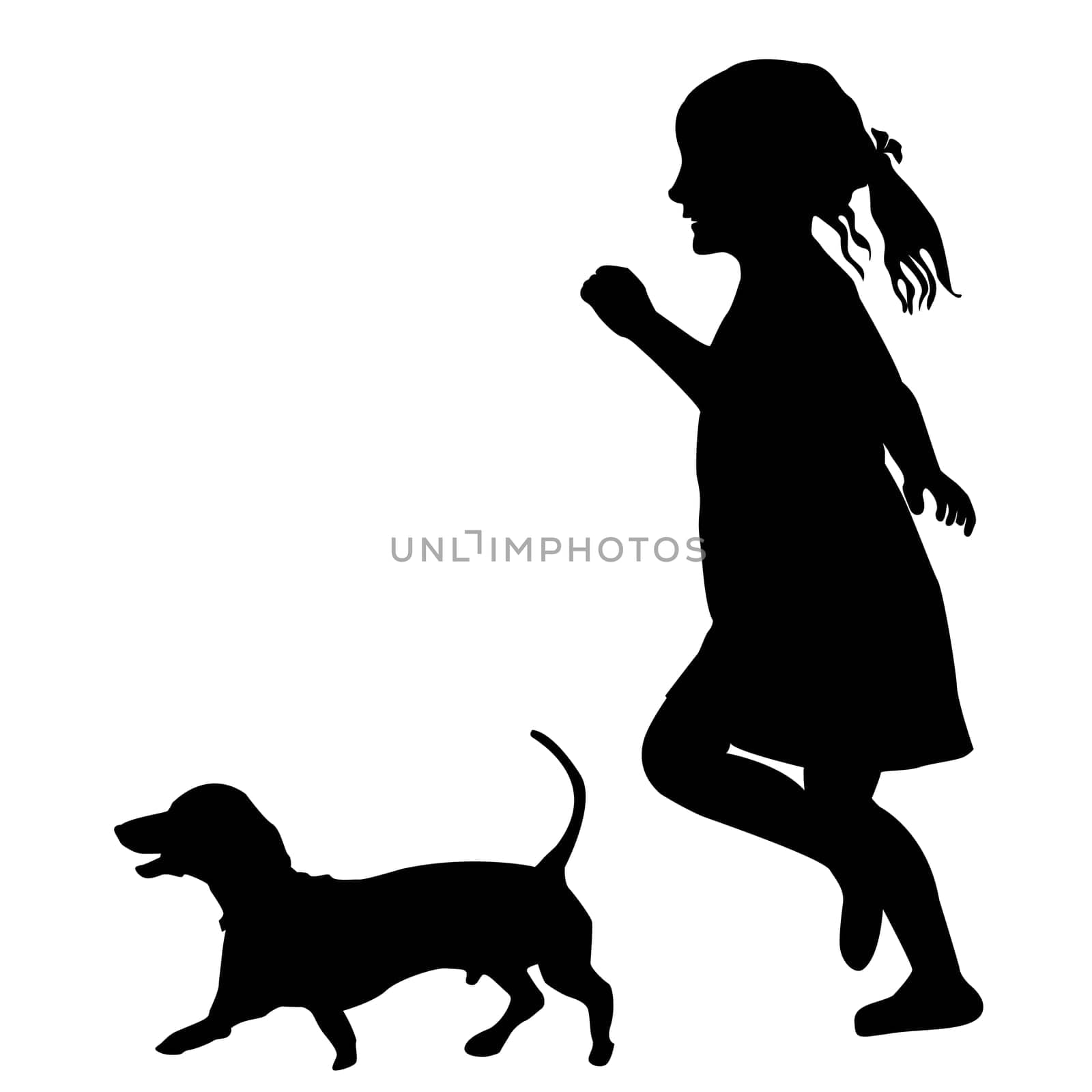 Girl running with a dog by hibrida13