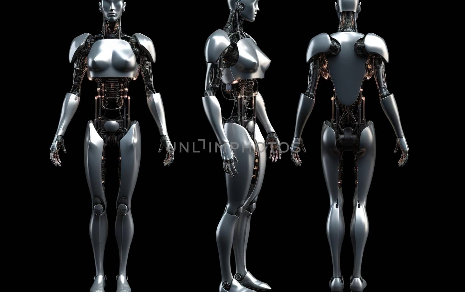 Close-up of a humanoid droid. Cyborg looks like a woman without clothes with artificial intelligence and Naked. by Jyliana
