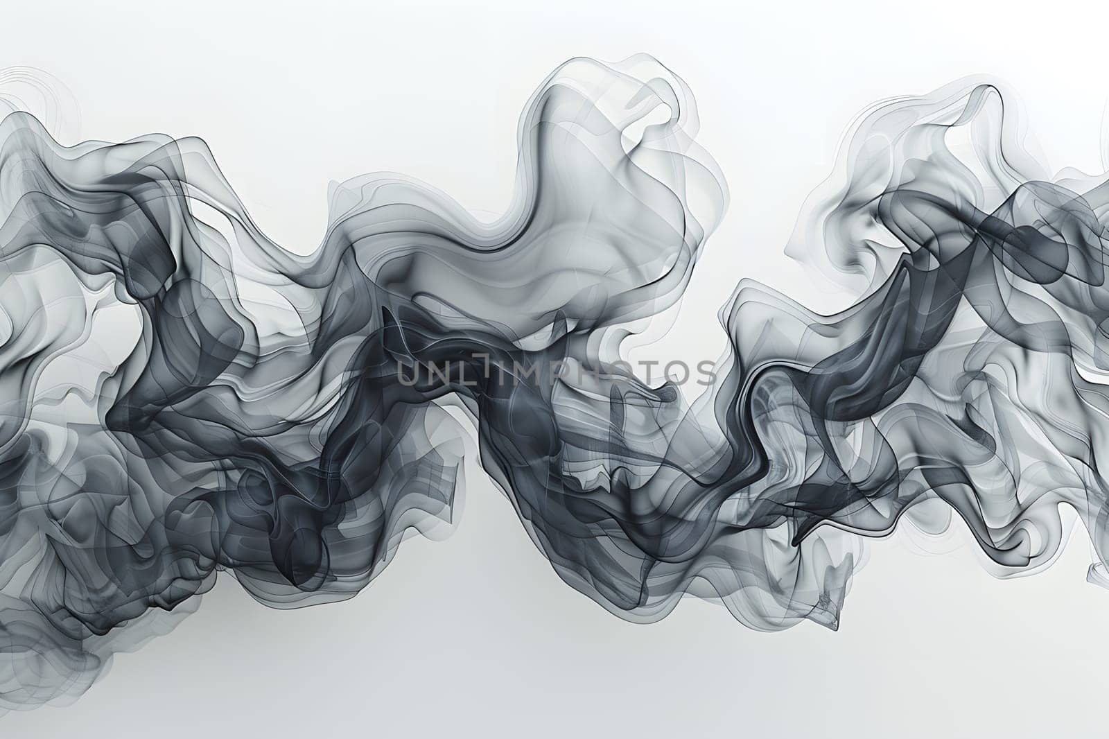 A closeup illustration capturing the beauty of swirling smoke against a monochrome white background, showcasing the artistry of visual arts and pattern design