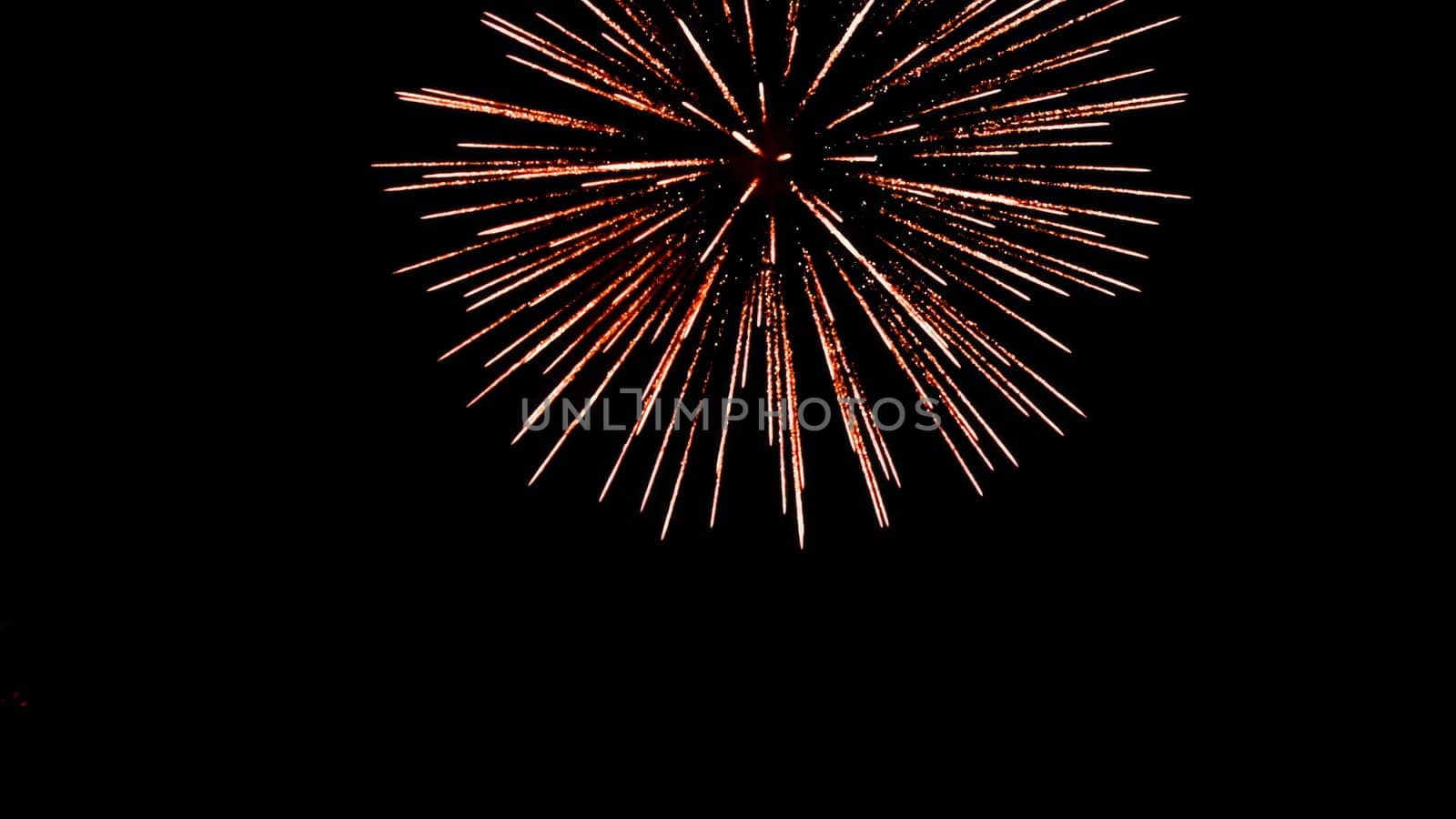 Brilliant firework explodes against the dark backdrop, creating a stunning spectacle