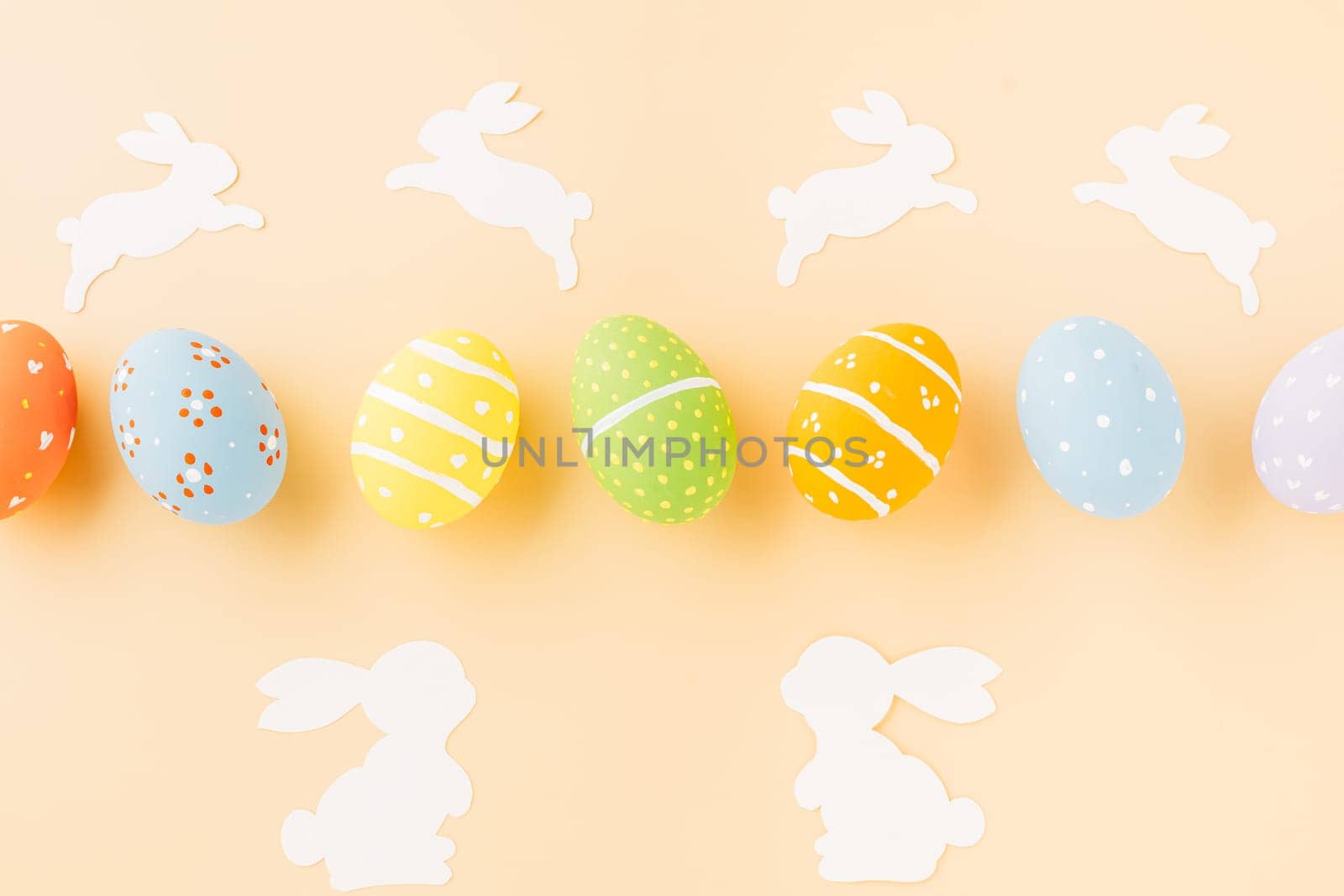 Easter eggs bunny and rabbit white paper cut by Sorapop