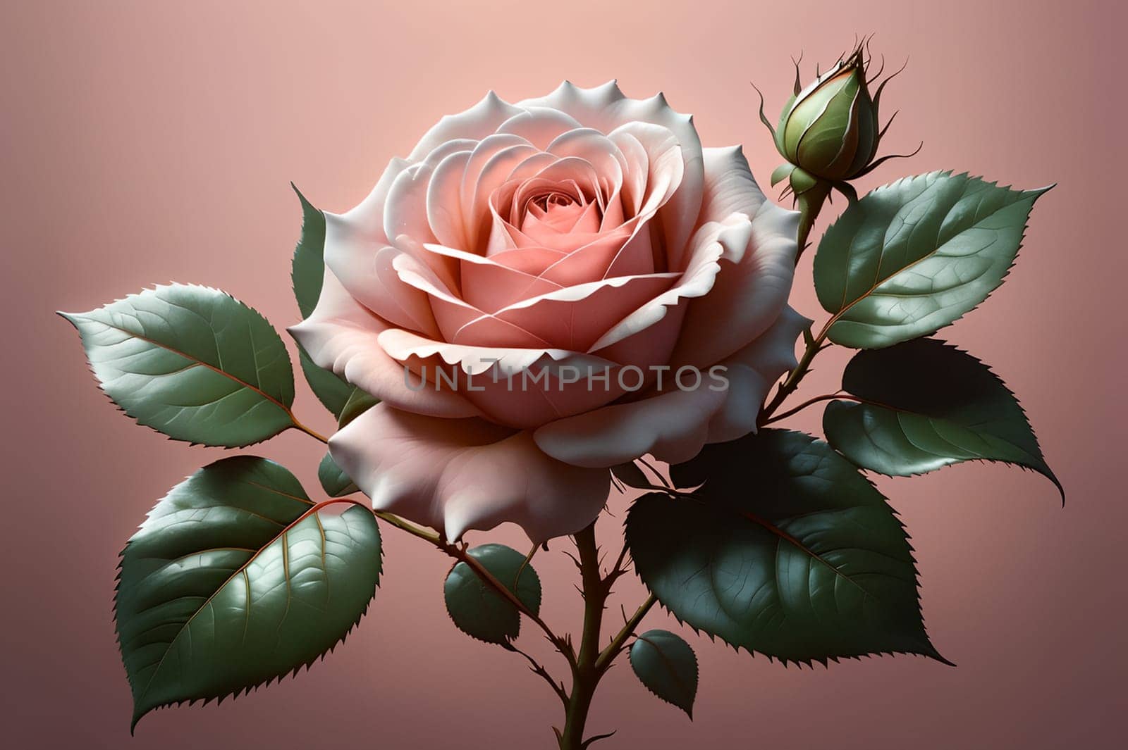 white rose on a pink background . AI generated image.